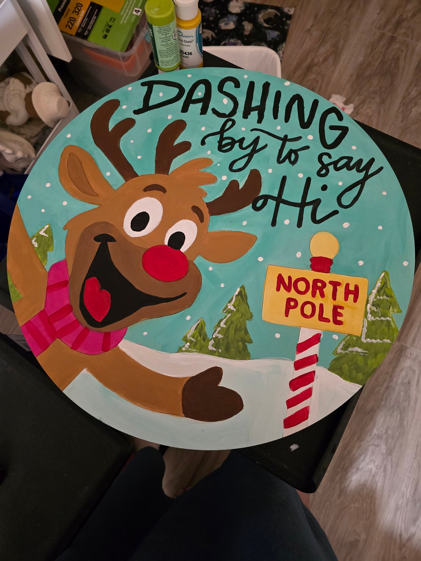 Dashing by to say Hi 18" door hanger