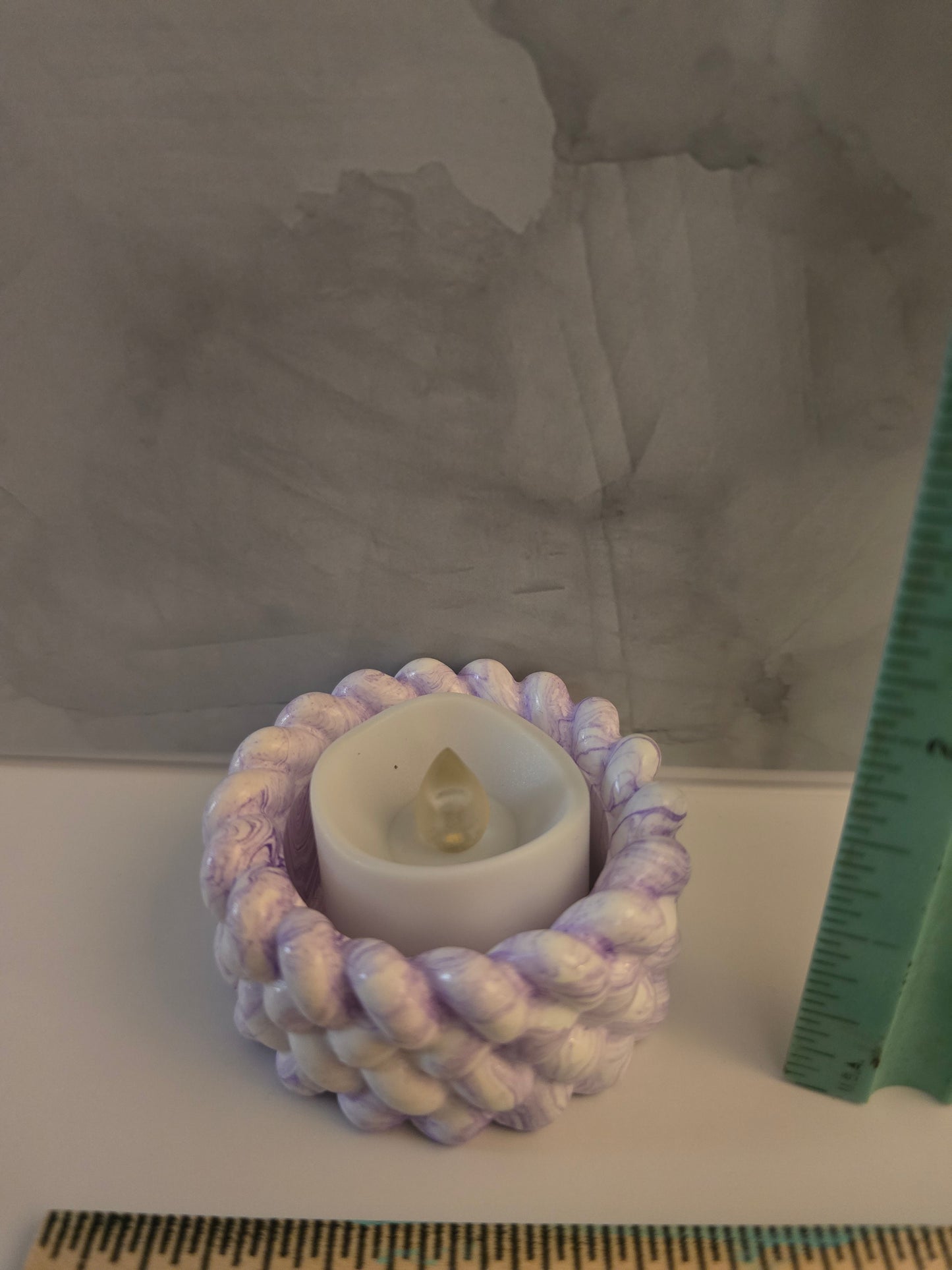 Purple marble textured candle holder