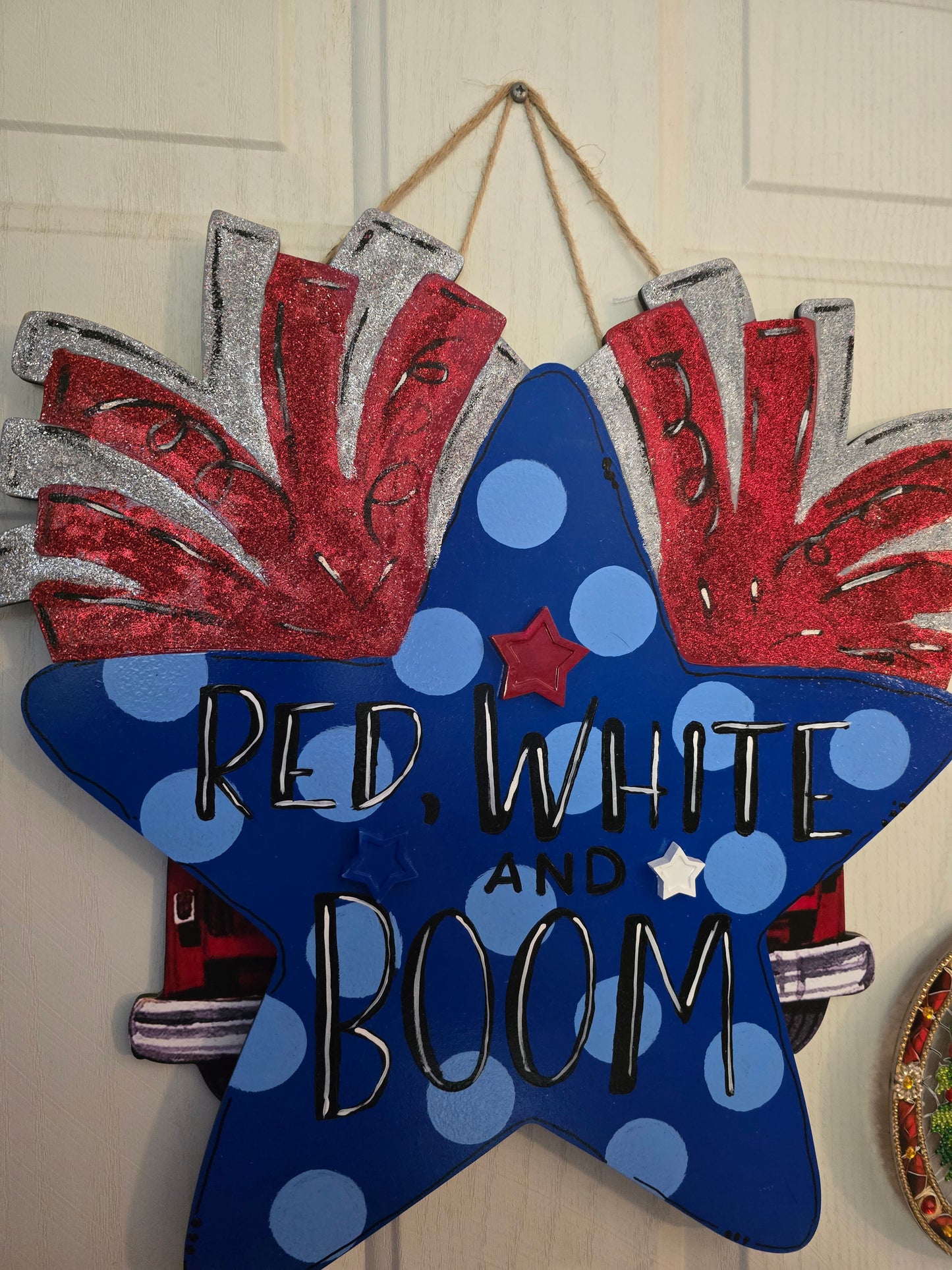 Red White and Boom 18" Patriotic Door Hanger