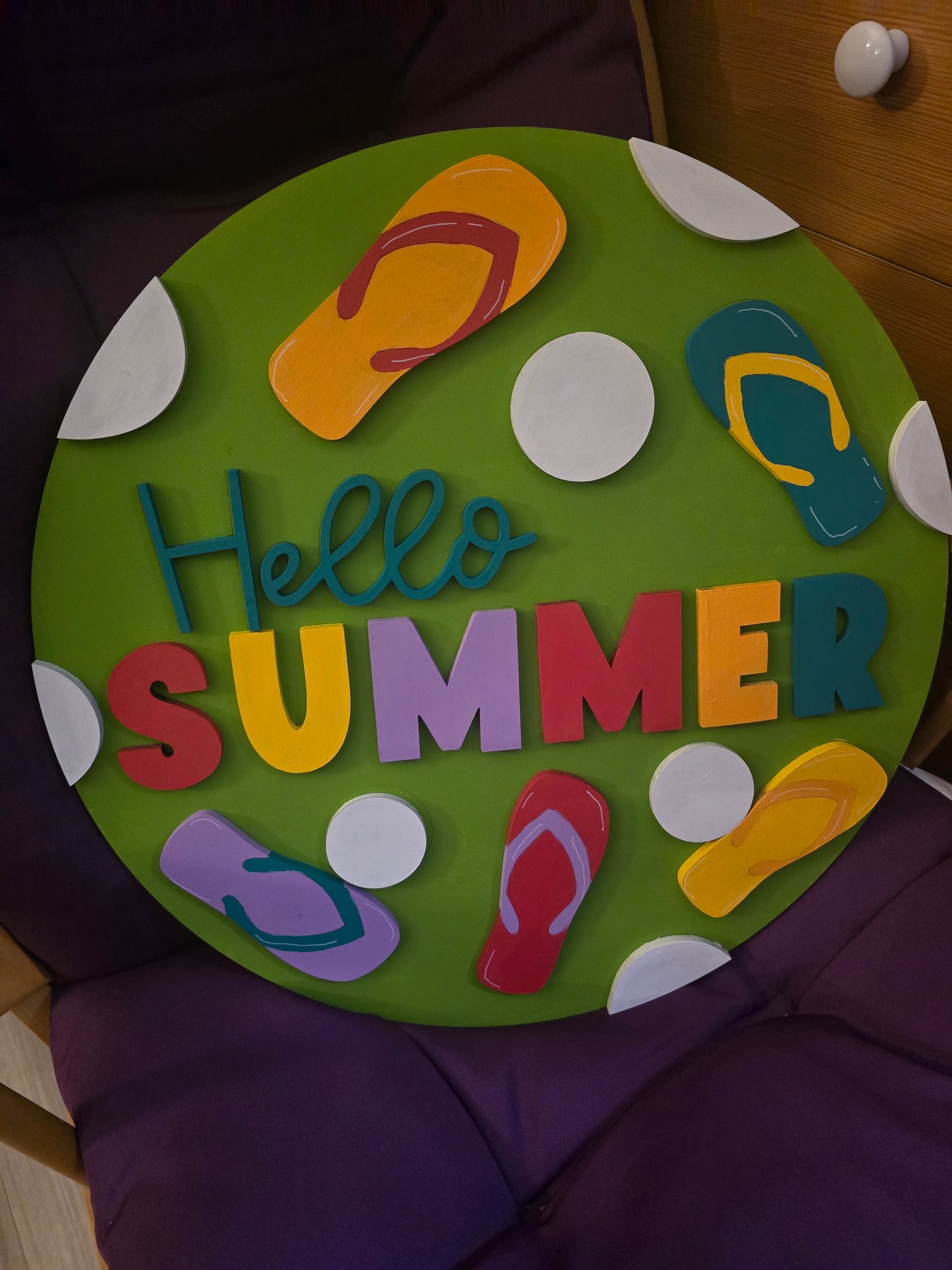 Hello Summer 18" Wooden Door Hanger with Flip-Flops