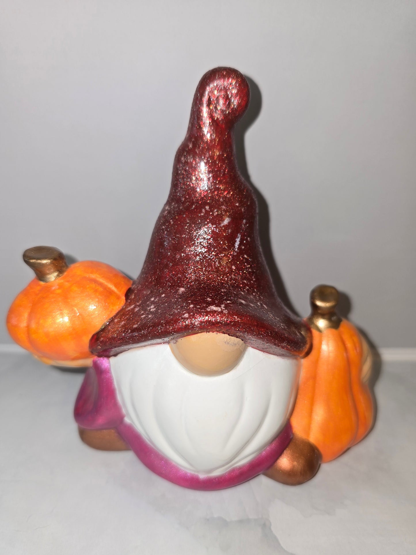 Ceramic Gnome Figurine Holding Pumpkins