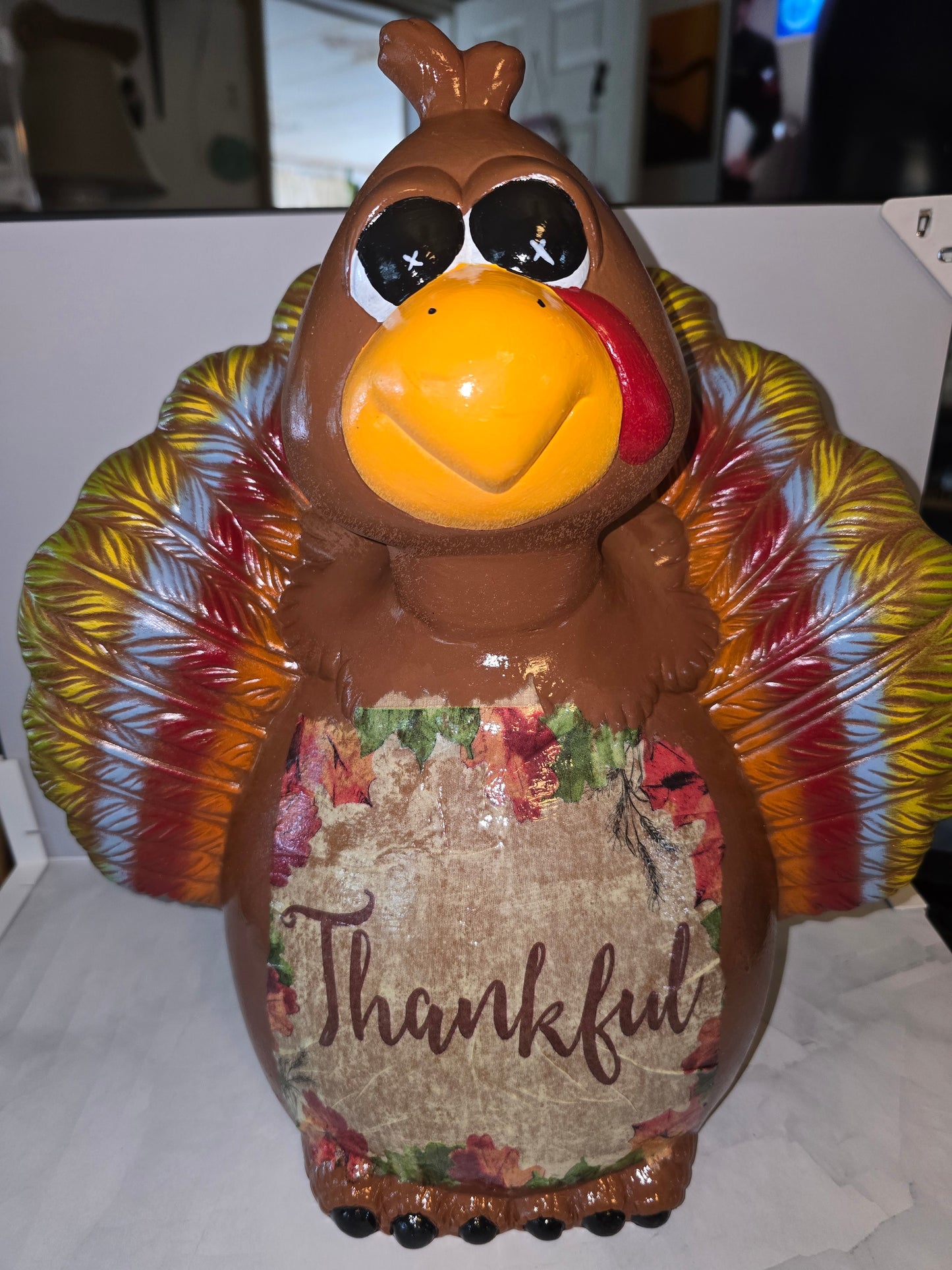 Hand-Painted Ceramic Thankful Turkey Figurine