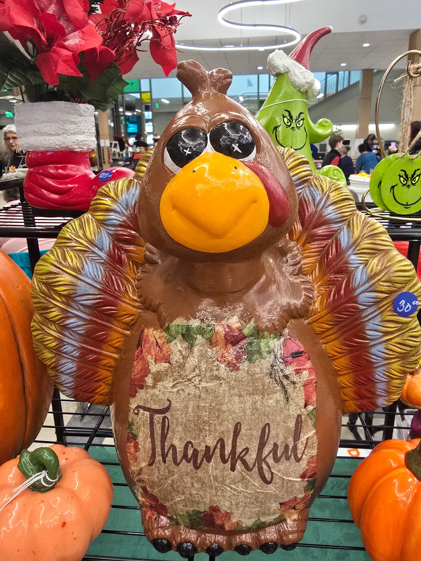 Hand-Painted Ceramic Thankful Turkey Figurine