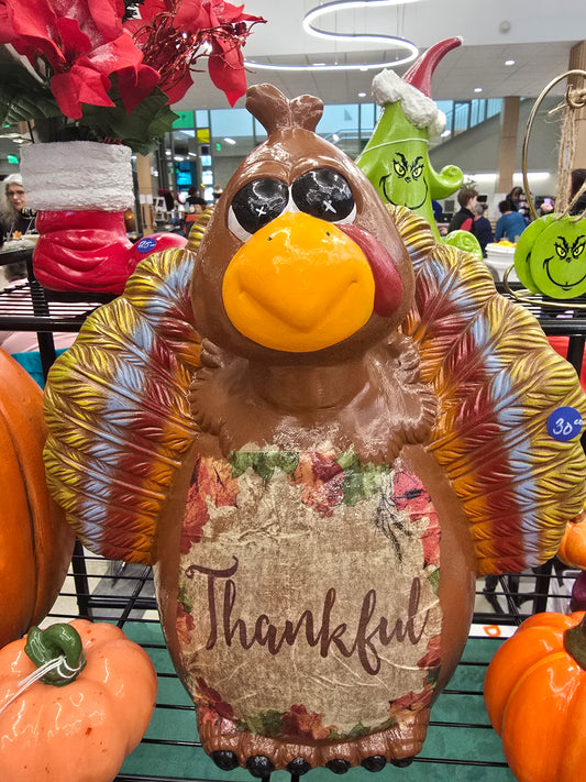 Hand-Painted Ceramic Thankful Turkey Figurine