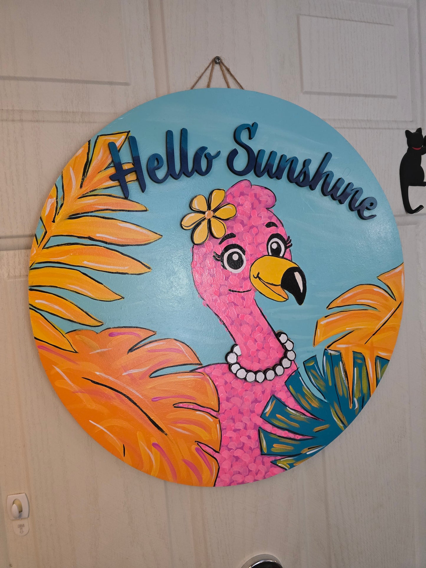 Hello Sunshine Wooden door hanger w/3D lettering
