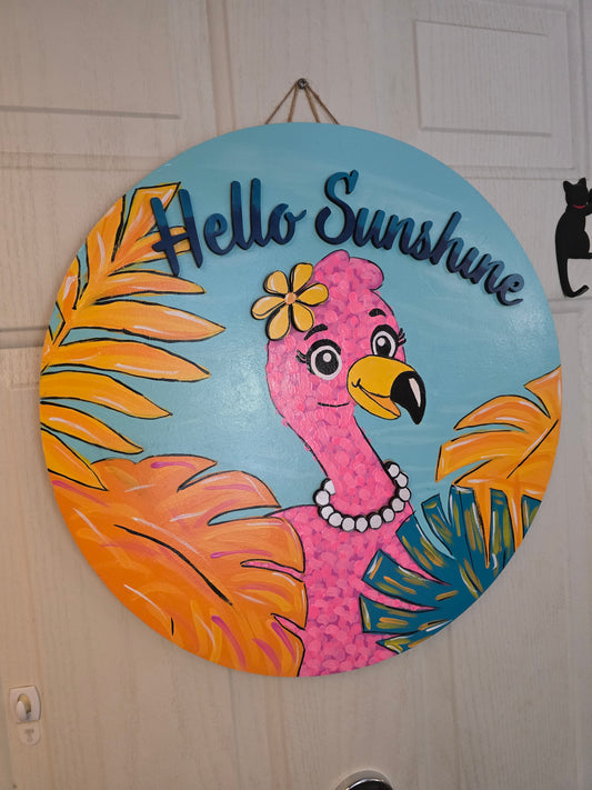 Hello Sunshine Wooden door hanger w/3D lettering
