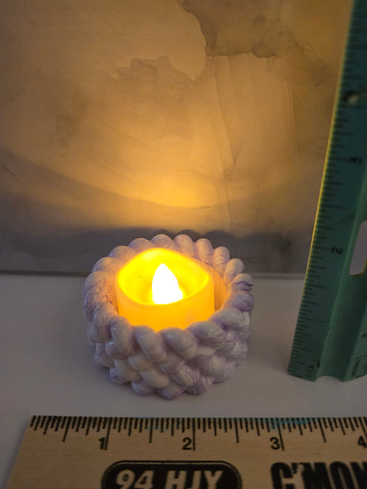 Purple marble textured candle holder