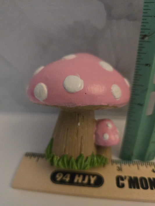 Handmade Ceramic Polka Dot Mushroom Figurine – Whimsical Home Decor