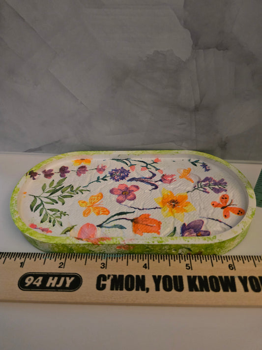 Handmade Ceramic Trinket Tray with Floral Details
