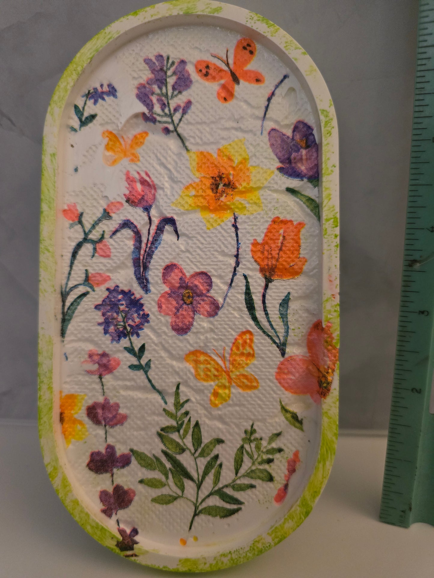 Handmade Ceramic Trinket Tray with Floral Details