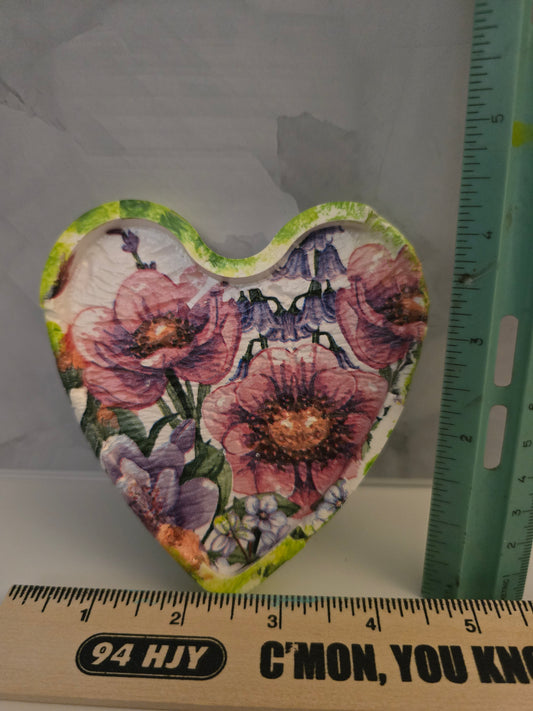 Handmade Ceramic Heart Trinket Dish with Floral Design