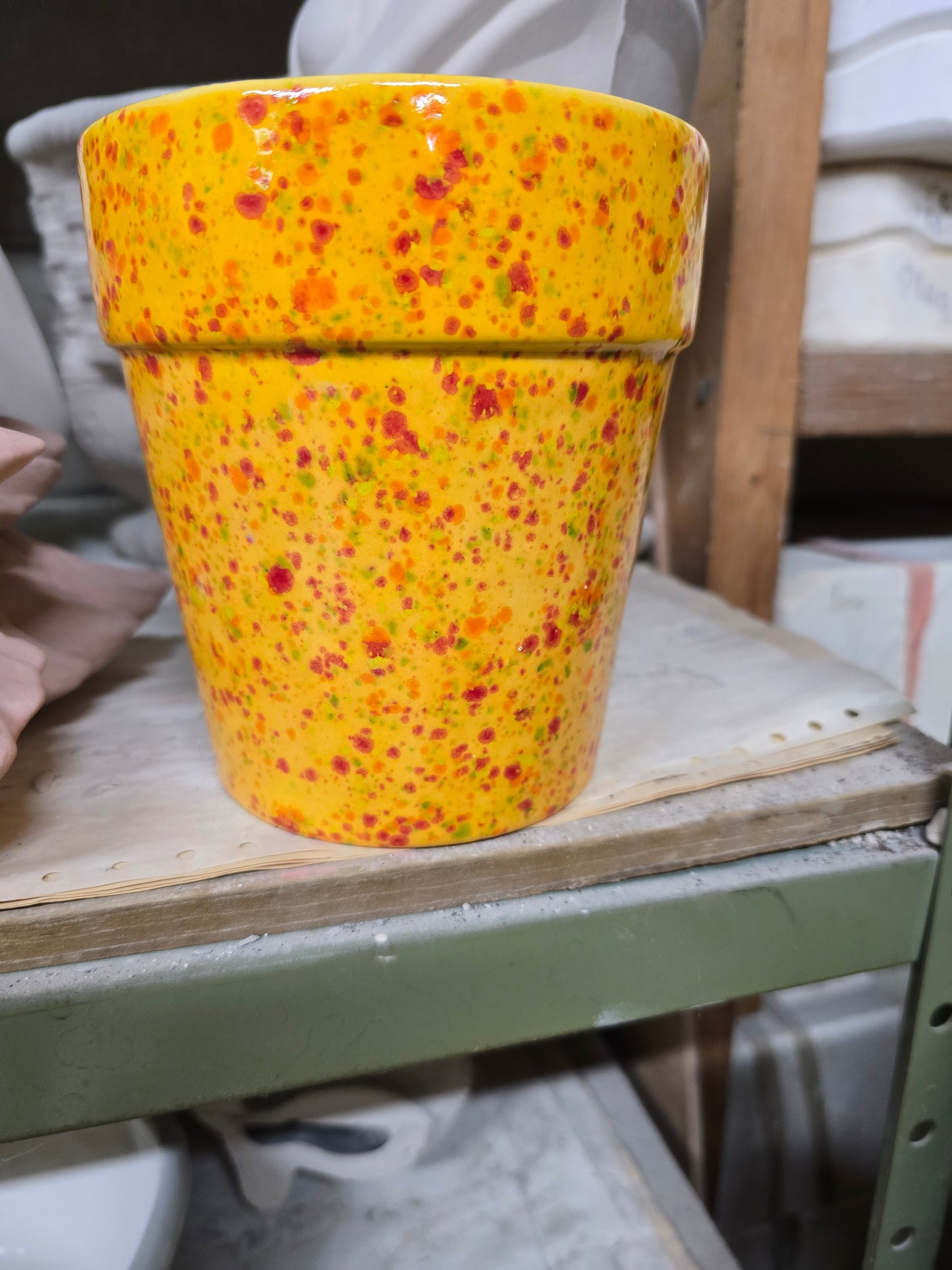 Handcrafted Yellow Glazed Planter with Saucer