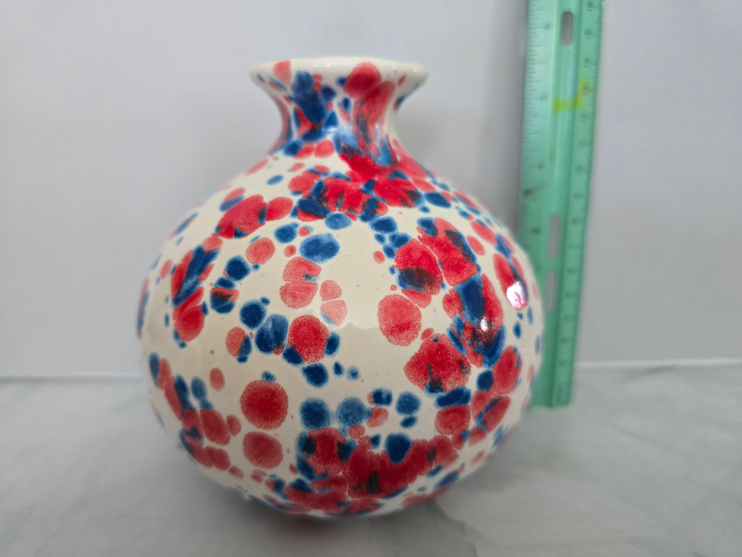 Patriotic Handcrafted Ceramic Bud Vase – Red, White & Blue