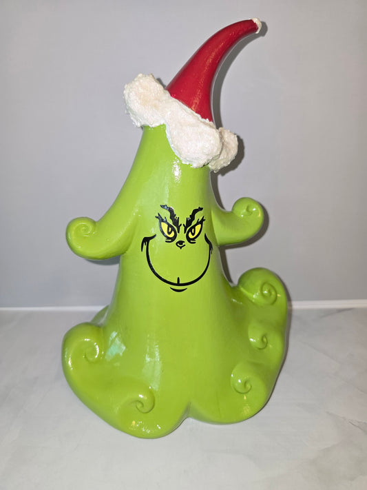 Whimsical Christmas Tree Figurine with Santa Hat